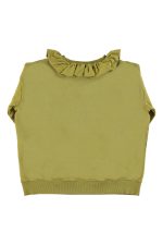Sweatshirt  Army green  "cheesy saucy crispy" print - Imagen 2