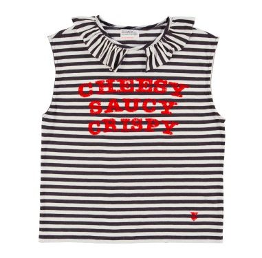 T-Shirt Stripes "Cheesy Saucy Crispy"