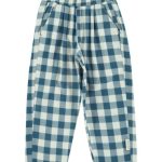 Unisex Trousers Blue & White Checkered