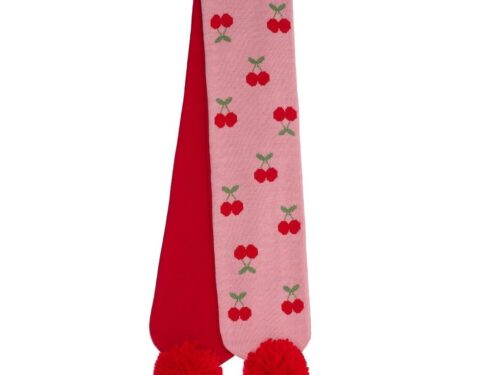 Bufanda de punto con cerezas alegres