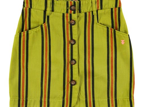 Short Skirt Olive Green Stripes