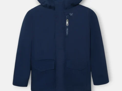 Abrigo kids capucha bolsillos azul marino