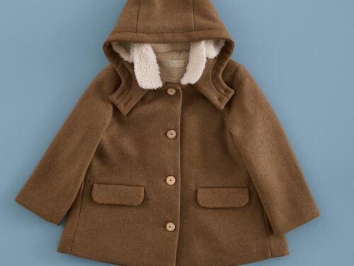 Abrigo Capucha Paño Castaña