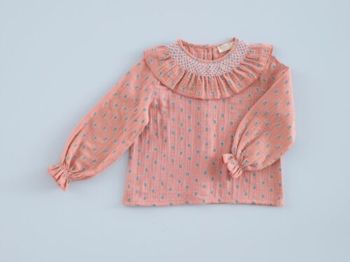 Camisa Engomada Gasa Florecita Geométrica