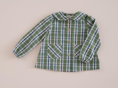 Blusa Cuello Bobo Tartán Verde