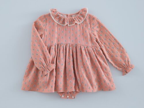 Ranita Vestido Gasa Florecita Geométrica