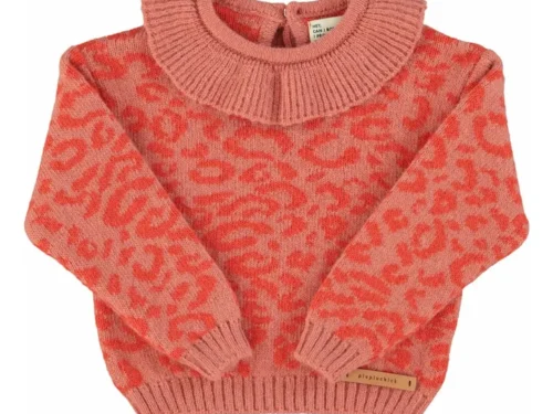 Jersey de lana de leopardo con cuello vuelto | Rosa