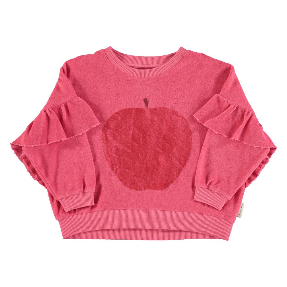 Terry cotton sweatshirt | Strawberry pink red apple print_piupiuchick_1